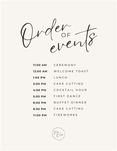 Wedding ceremony and reception timeline template | Beachweddingtips.com