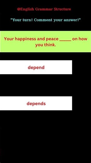English Grammar Practice |Depend or Depends? | Tricky Subject-Verb Agreement #shorts #quiz #english