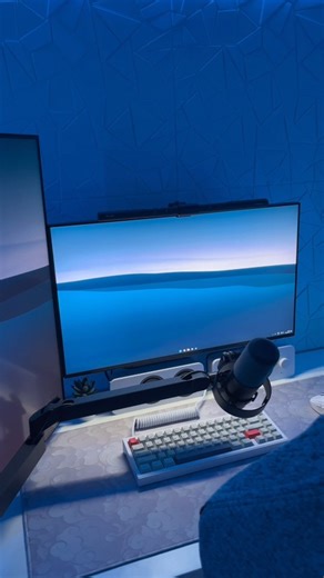 Pc Setup | Design | Products on Instagram: "💙 Ultimate Blue Aesthetic Gaming Setup | Minimal Desk Setup Inspiration 💙 Welcome to the cleanest and most soothing blue-themed gaming setup you'll see today. This minimalist battlestation brings together icy blue LED lighting, a sleek white PC build, dual monitors, and a premium gaming chair to create the perfect vibe for gaming, editing, streaming, or productivity. The soft blue glow around the wall panels, ceiling, and desk space makes the entire 