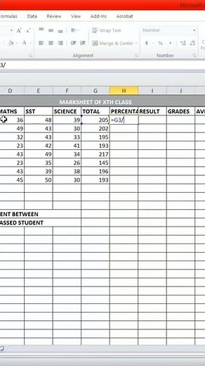 Excel me percentage kaise nikale |percentage ka formula | excel formula | #shorts