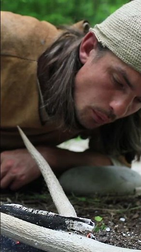 Using flint and fire to make an antler pick for flint mining in the Neolithic.