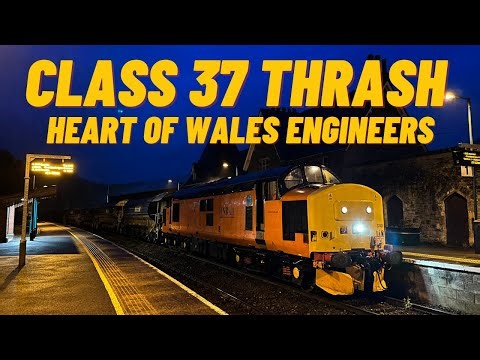 Heart of Wales Class 37 Chase.. 37405 leads a ballast train...
