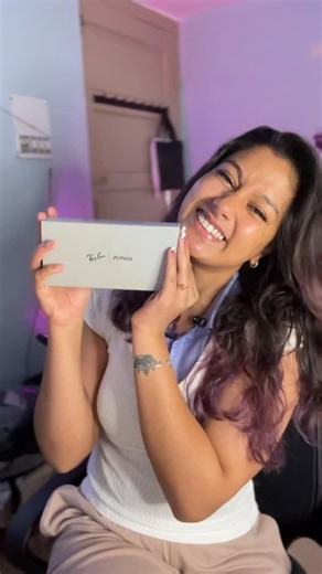 VARSHINI SHETTY | Beauty & Fashion on Instagram: "Unboxing of my new ray-ban glasses 😎🥳 @raybanmeta this is so cool 👌 #trending #viral #metaglasses #rayban #unboxing"