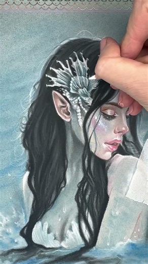 Siren of the tides #aesthetic #art #mermaid #siren #howto #video #pencildrawing #pastelpainting
