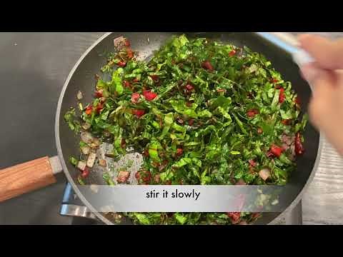 Swiss chard poriyal in Tamil - Quarantaine Cooking