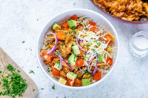 Chicken Enchilada Bowls with Cauliflower Rice | Clean Food Crush