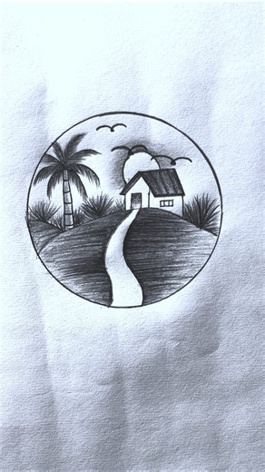 Nature Scenery l How to draw nature #nature #scenery #viralshorts #youtubeshorts