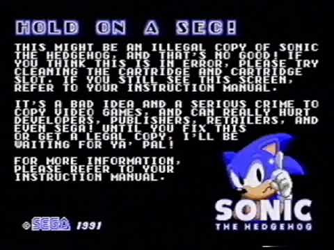 Sonic 1 Anti-Piracy Screen