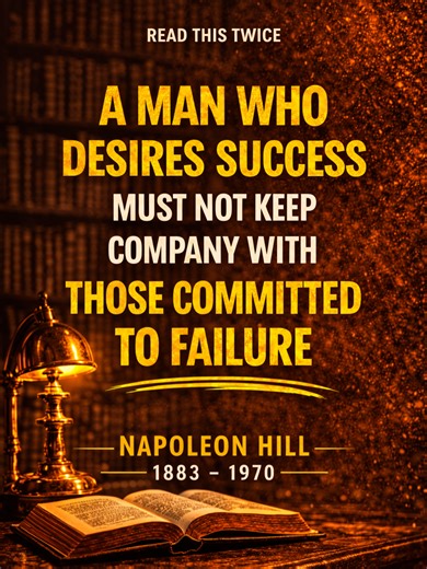 Napoleon Hill believed that the people you surround yourself with shape your mindset and your future. Those who constantly accept failure will influence your thinking the same way. Success requires choosing environments and relationships that encourage growth, belief, and achievement. #napoleonhill #successmindset #thinkandgrowrich