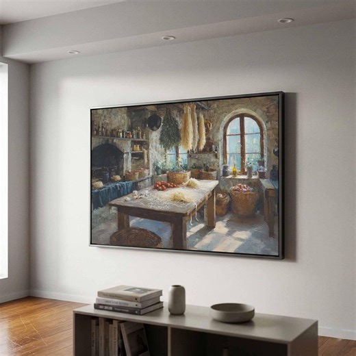 Rustic Tuscan Kitchen Canvas Print - Italian Farmhouse Wall Art - Etsy