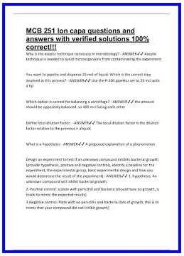 MCB 251 lon capa questions and answers with verified solutions 100 correct 636x882