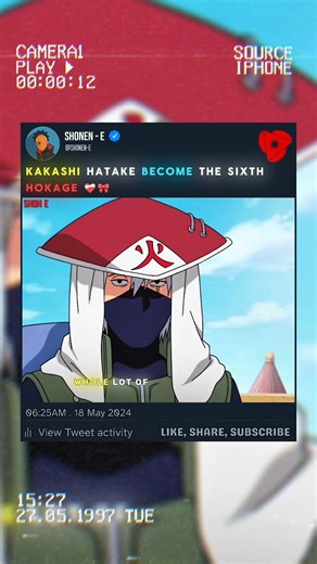 Kakashi hatake become the sixth hokage ❤️‍🩹🎀