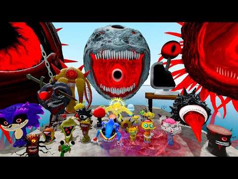 DESTROY SPRUNKI MR SUN MOON TREE FUN COMPUTER ALL PHASE in FLATWATER (Garry's Mod Sandbox)