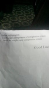 Define refrigeration.List the main components of a refrigerati... | Filo