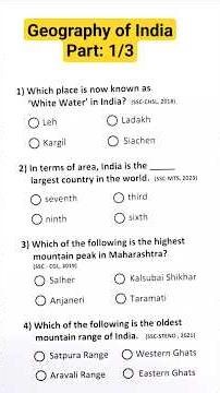 Geography of India | SSC | Part 1