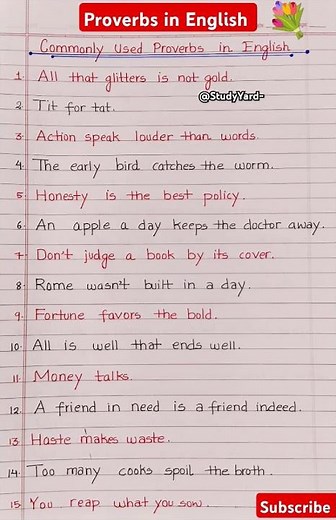 Proverbs in english l Proverbs l Common proverbs of English l English me muhavare