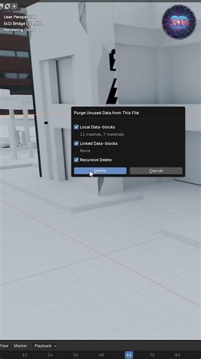 إزالة الـ Materials نهائياً في Blender باستخدام Clean Up