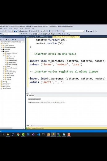 Multiples Insert en SQL Server #sql #sqlserver