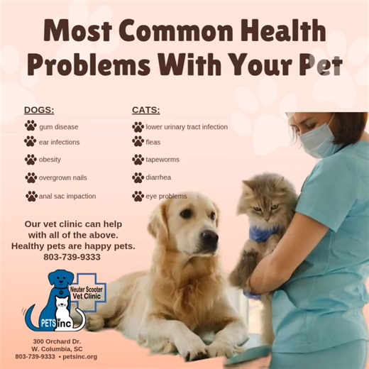 Our full-service Veterinary Clinic offers affordable diagnostics, lab work, exams, dentals, medication, surgeries, spay/neuter, and much more! If your furbaby is experience symptoms of illness, please give us a call to schedule an appointment at 803-739-9333. #HealthyPetsAreHappyPets | PETSinc | Facebook