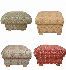 Storage Footstool William Morris Strawberry Thief Fabric Pouffe Ochre Red Green  | eBay UK
