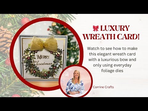 Stunning! Elegant DIY Christmas Card Tutorial | 3D Wreath Design with Gold Bow 🎄✨