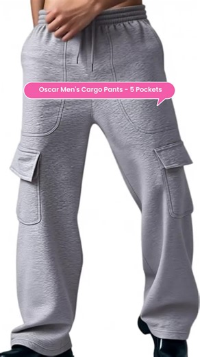 Oscar Sports Men's Soft Fleece Open Bottom Relaxed Cargo Pants 5 Pocket Menswear Navy Black Heather Gray Charcoal Gray
