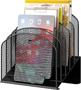 Desk File Organizer, Metal Mesh Vertical Desktop File Folder Holder for Office & School & Home, 1 Pack