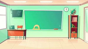 Cartoon background interior of a classroom