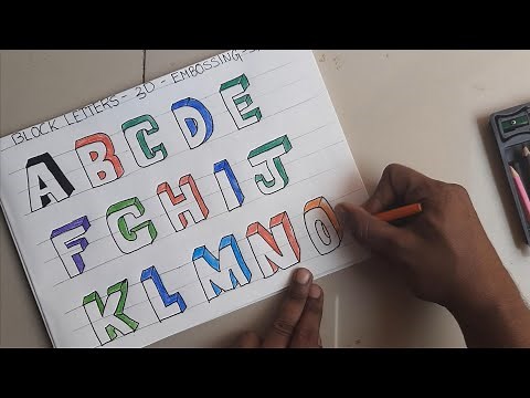 3D letters / how to draw Block letters with shadows/ Typography / Embossing alphabets (a to z)