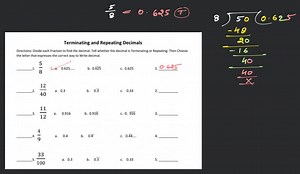 Terminating and Repeating DecimalsDirections: Divide each Frac... | Filo