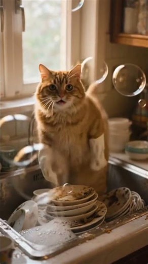 New dish washer in town #youtubeshorts #cat #funny