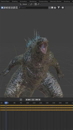 Godzilla 3D Modeling & Animation Process in Blender. #godzilla