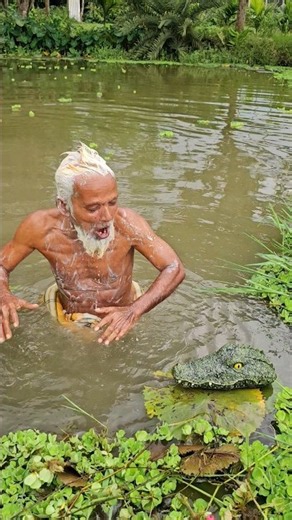 Epic Fake Alligator in the Water Prank on Grandpa! 🐊😂 Funniest Reaction Ever!