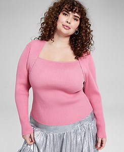 And Now this Trendy Plus Size Layered-Look Shrug Sweater, Created for Macy's - Macy's