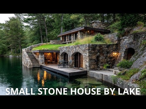Enchanting Rustic Stone House on the Lake – Half Hidden in the Hill, Half Floating Like a Dream