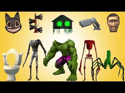 WRONG HEADS SIREN HEAD CAR, GREEN HOUSE HEAD, SCARY HOUSE, SIREN HEAD DOUBLE, SIREN HEAD THUNDERBOLT