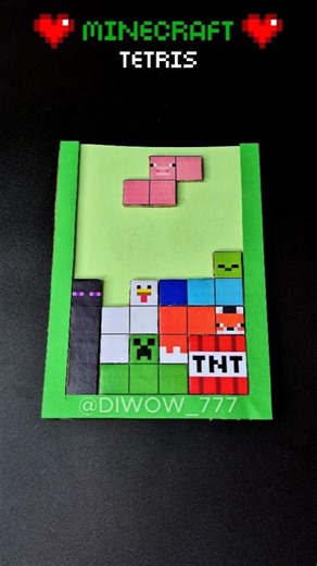 Minecraft Tetris Cardboard Game! 📦🧩 Comment "YES" for Tutorial! 🔥✨💚 #diy