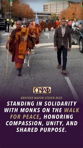 Omega Psi Phi® Fraternity on Instagram: "“Their journey is a powerful reminder that peace begins within ourselves and is reflected through the actions we choose every day. We send our heartfelt wishes for safety and strength as they continue their walk to the Nation’s Capital, carrying a message our world needs now more than ever.” - Brother Steven L. Reed (Mayor of Montgomery)"