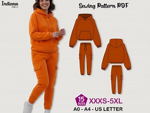 Cozy Hoodie & Jogger Set Sewing Pattern | Women’s Loungewear PDF | Raglan Hoodie-cargo Sweatpants - Etsy
