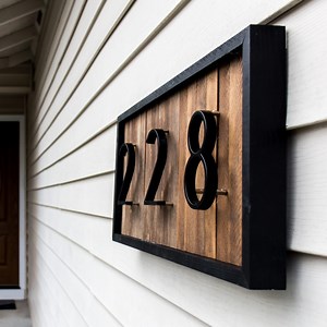 DIY Modern House Number Sign with Wood Shims