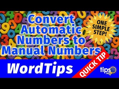 Converting Automatic Numbering to Manual Numbering