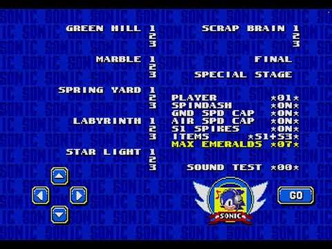 Sonic 1 (mobile) level select, debug mode, and super sonic cheat!