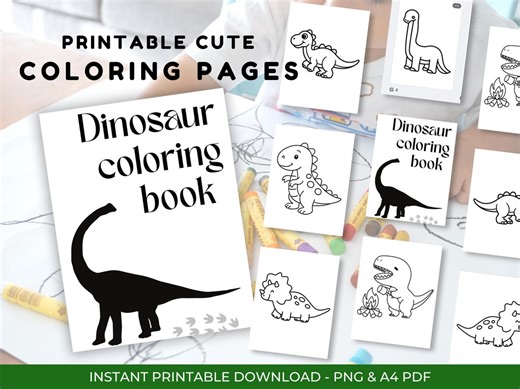 25 Printable Dinosaur Coloring Pages | Coloring Pages for Kids or Adults | Instant Download DIY Kids | Cute Color Page of Baby Dinosaurs - Etsy
