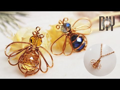 Tutorial making Bee pendant | insects | animals | jewelry from crystal and copper wire 1006