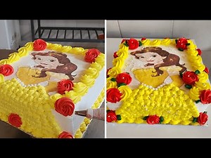Pastel cuadrado de la princesa bella | decoración de torta de la princesa
