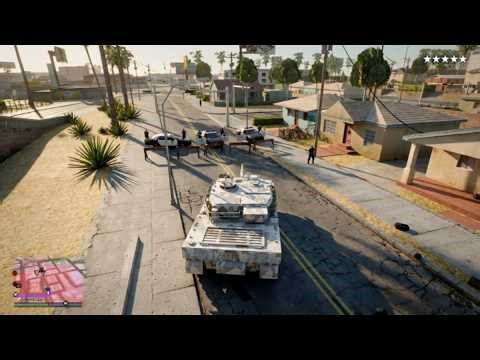 GTA San Andreas Tank Rampage & 5 Star Escape 4K Gameplay! GTA SA Remastered Graphics Mod