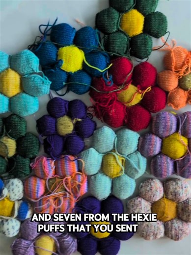 Week 1 progress on my hexipuff blanket! Will this have a chance of getting done in 2026?