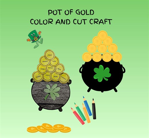 POT OF GOLD Craft-st Patrick's Day Printable- Kids I Am Lucky Gratitude Activity - Etsy