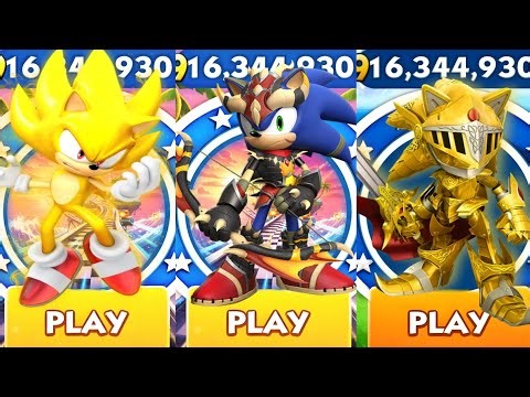 Sonic Dash - Super Sonic vs Excalibur Sonic vs Hunter Sonic - All Characters Unlocked - Gameplay