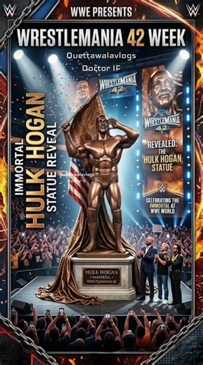 The Statue of Hulk Higan unveiled at Wrestlemania 42 week #wrestlemania42 #HulkHogan #Breakingnews